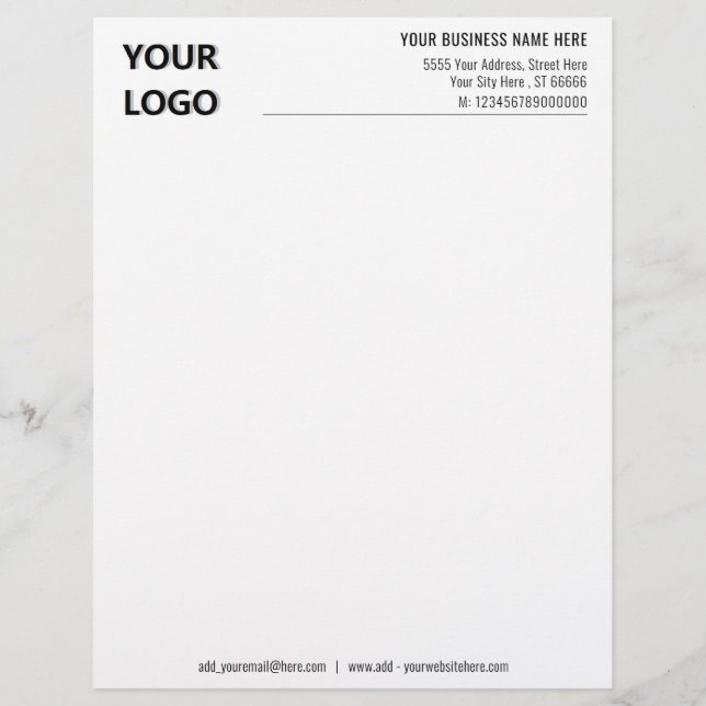 Your Name Company Logo Personalized Letterhead (Front)
