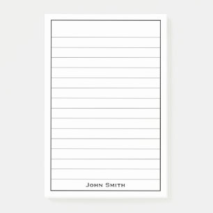 Your Name Corporate Minimalist Black Lines Post-it Notes