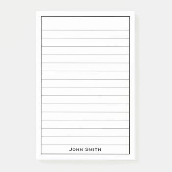 Your Name | Corporate Minimalist Black Lines   Post-it Notes by NancyTrippPhotoGifts at Zazzle