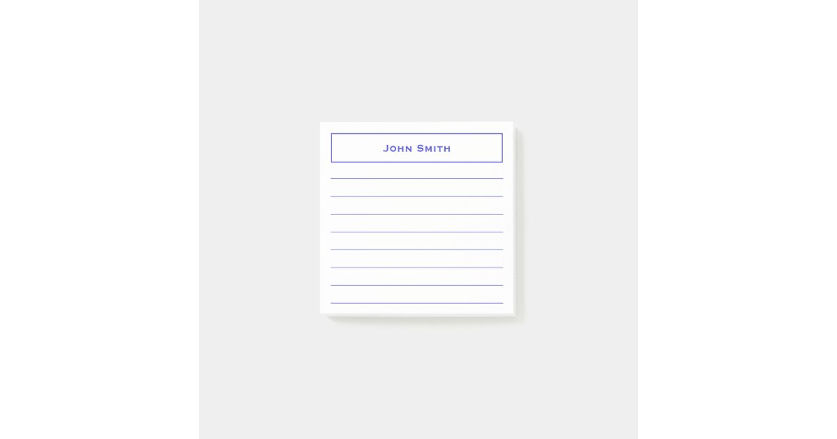 Your Name Corporate Minimalist Blue/White Lined Post-it Notes | Zazzle
