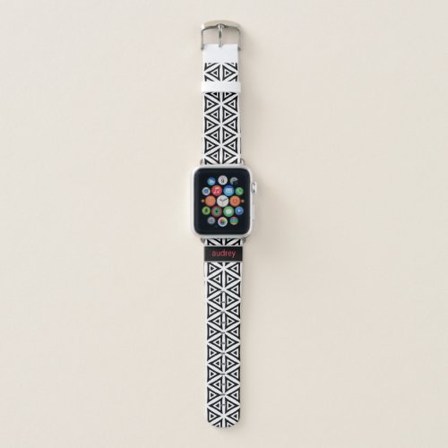 Your Name Crisp Triangular Black and White Pattern Apple Watch Band