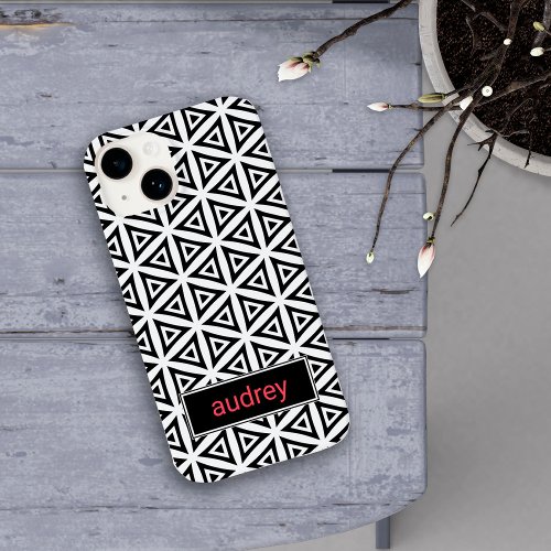 Your Name Crisp Triangular Black and White Pattern Case_Mate iPhone 14 Case