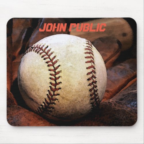 Your Name Custom Baseball Artwork Mouse Pad