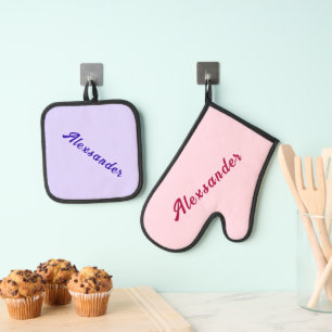 Your Name Custom Colors and Font Personalized Gift Oven Mitt & Pot Holder Set