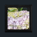 Your Name custom jewelry box Lavender Hydrangeas<br><div class="desc">Your Name GIFT BOX Pink LAVENDER FLOWERS, Gifts for Her Trinket beautiful gift boxes. LAVENDER FLORAL Store earrings, jewelry, or coins in this fun gift box. Made of wood and secured with a magnetized lid. Bookmark this site for great gift ideas all year! GETTING A GIFT? COMBINE several products. Calendars,...</div>
