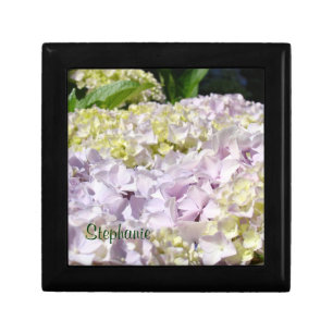 Your Name custom jewelry box Lavender Hydrangeas