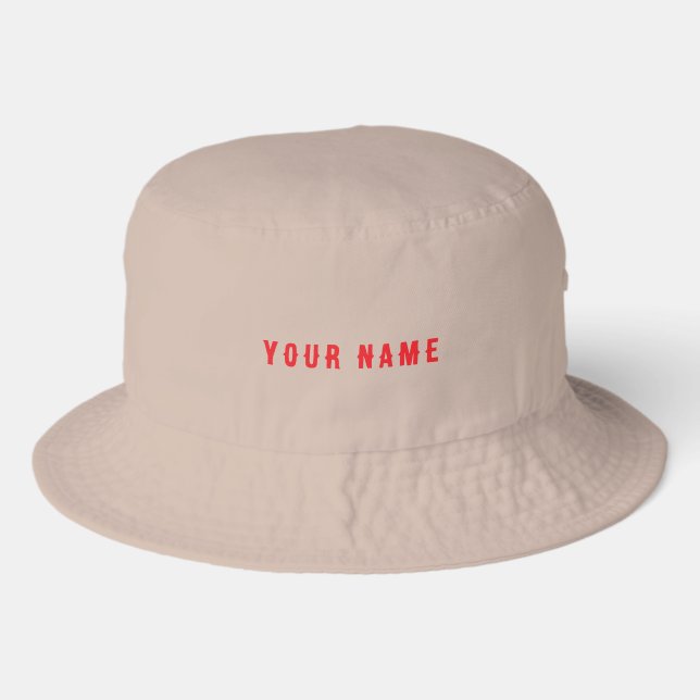 YOUR NAME Custom text printed Outdoor Khaki-Cap Bucket Hat (Front)