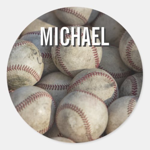 Your Name Customizable Baseball Artwork Classic Round Sticker