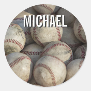 Your Name Customizable Baseball Artwork Classic Round Sticker