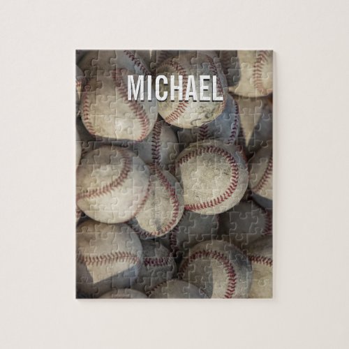 Your Name Customizable Baseball Artwork Jigsaw Puzzle