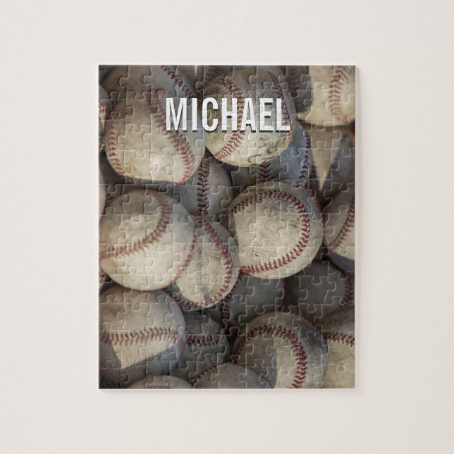 Your Name Customizable Baseball Artwork Jigsaw Puzzle (Vertical)