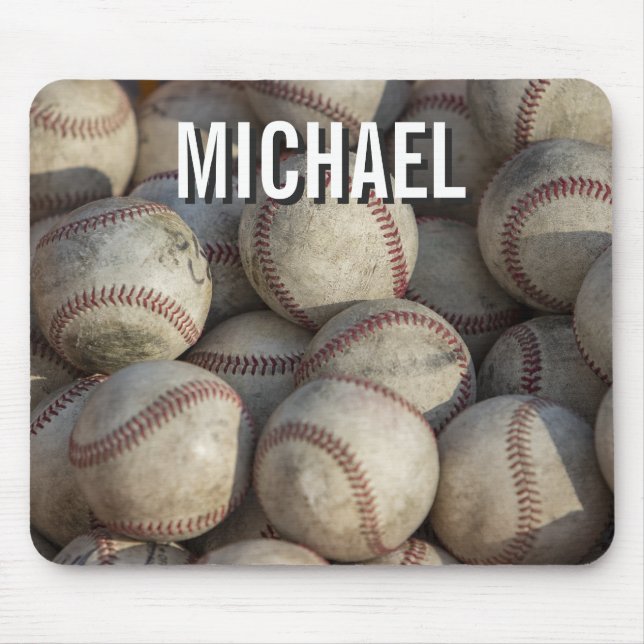 Your Name Customizable Baseball Artwork Mouse Pad (Front)