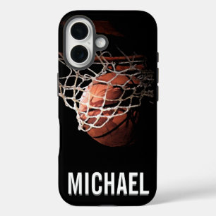 Your Name Customizable Basketball Artwork iPhone 16 Case