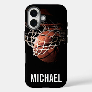 Your Name Customizable Basketball Artwork iPhone 16 Case