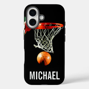 Your Name Customizable Basketball Artwork iPhone 16 Case
