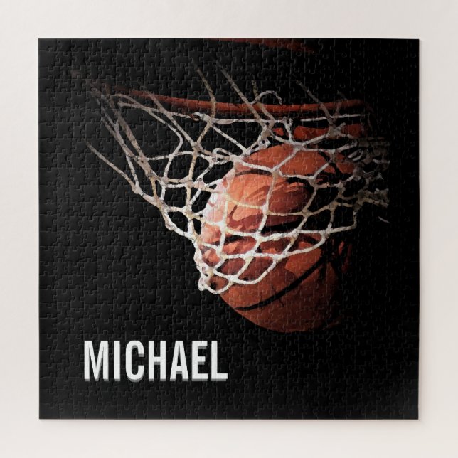 Your Name Customizable Basketball Artwork Jigsaw Puzzle (Vertical)