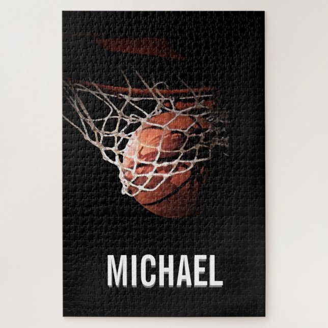 Your Name Customizable Basketball Artwork Jigsaw Puzzle (Vertical)