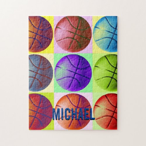 Your Name Customizable Basketball Artwork Pop Art Jigsaw Puzzle