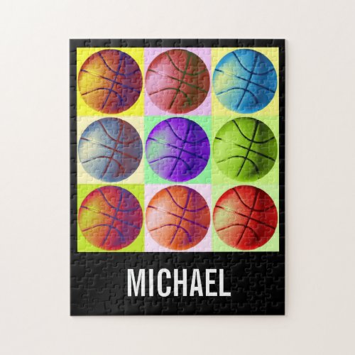 Your Name Customizable Basketball Artwork Pop Art Jigsaw Puzzle