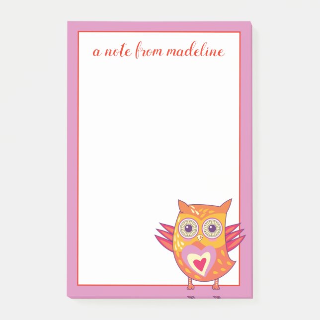 Your Name | Cute Colorful Owl Post-it Notes (Front)