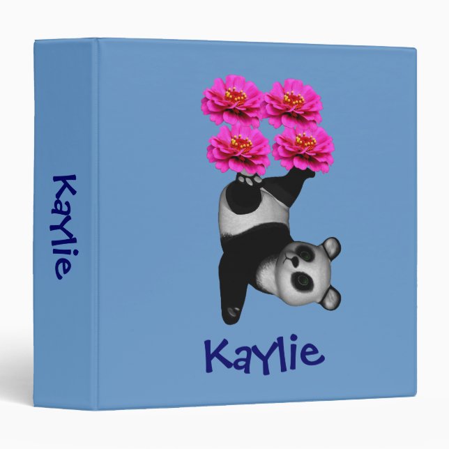 Your Name Cute Panda School Binder (Front/Spine)