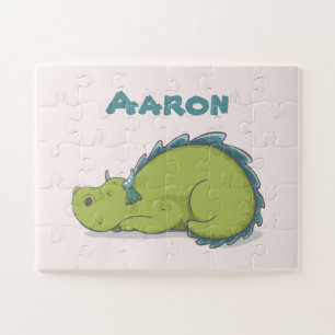 Your Name & Cute Sleeping Dragon Jigsaw Puzzle