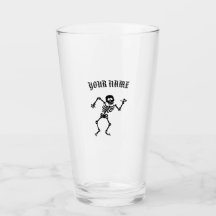 YOUR NAME DANCING SKELETON PINT GLASS