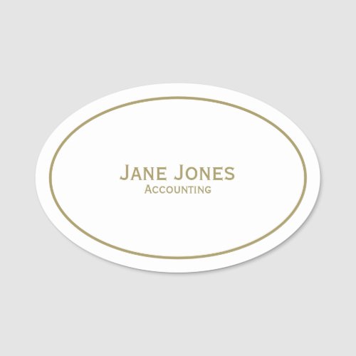 Your Name Dept Minimalist  Gold and White Name Tag