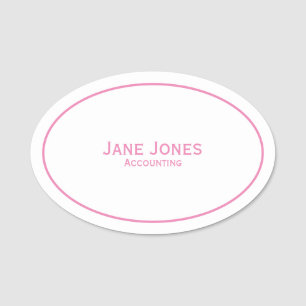 Your Name Dept - Minimalist Pink/White Simple Name Tag