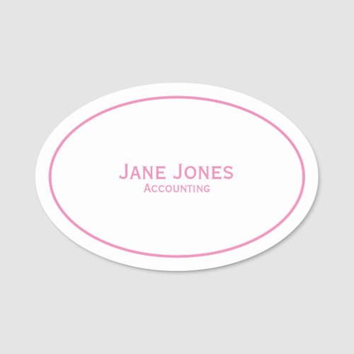 Your Name Dept _ Minimalist  PinkWhite Simple Name Tag