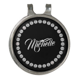 Your Name / Diamond Circle Illustration Golf Hat Clip