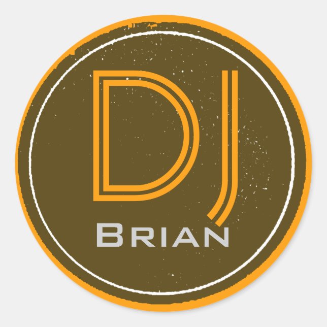 your name DJ Classic Round Sticker (Front)
