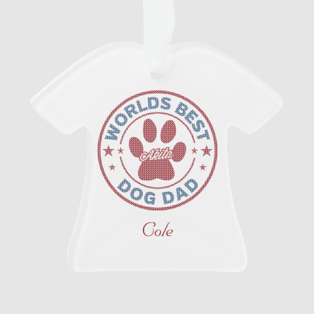 Your Name Dog Dad Akita Ugly Sweater Ornament (Front)