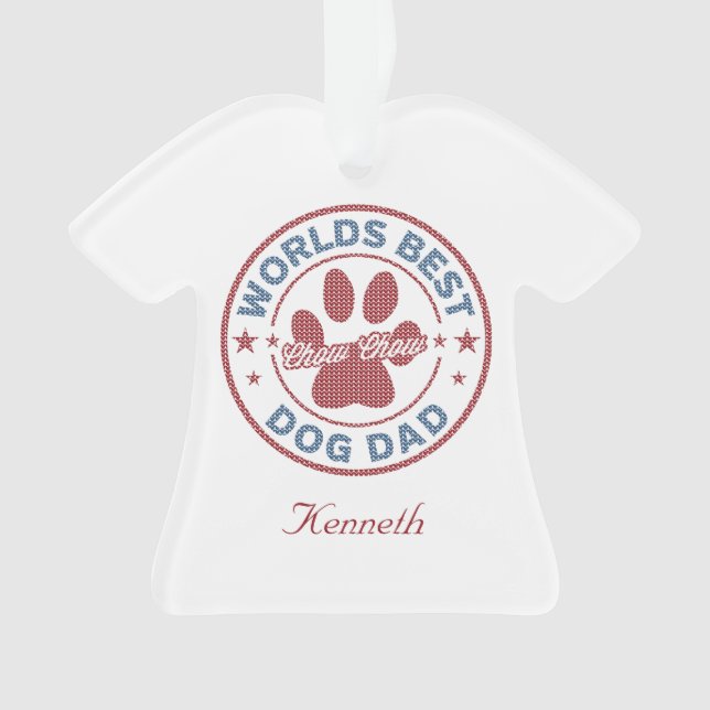 Your Name Dog Dad Chow Chow Ugly Sweater Ornament (Front)