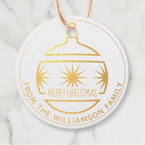 Your Name Elegant Christmas Ornament  Foil Favor Tags