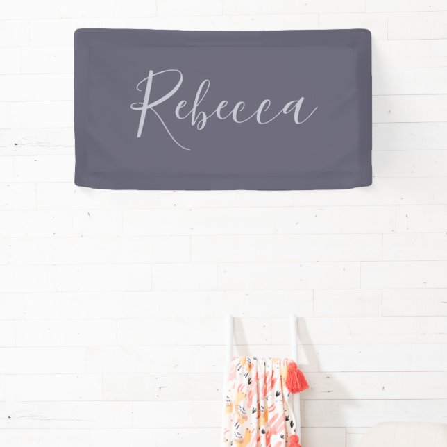 Your Name | Elegant Lavender Script on Hazy Purple Banner (Insitu)