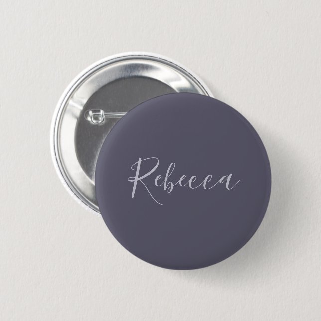 Your Name | Elegant Lavender Script on Hazy Purple Button (Front & Back)