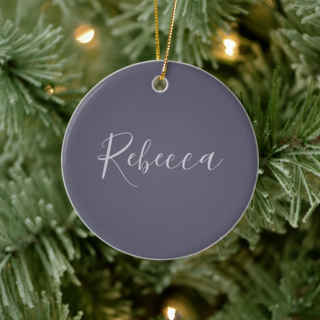 Your Name | Elegant Lavender Script on Hazy Purple Ceramic Ornament (Tree)