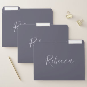 Your Name   Elegant Lavender Script on Hazy Purple File Folder
