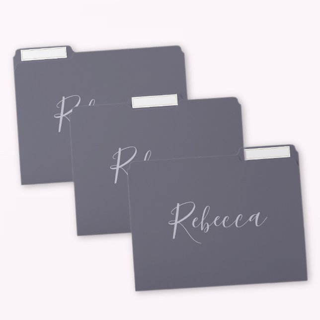 Your Name | Elegant Lavender Script on Hazy Purple File Folder (Creator Uploaded)