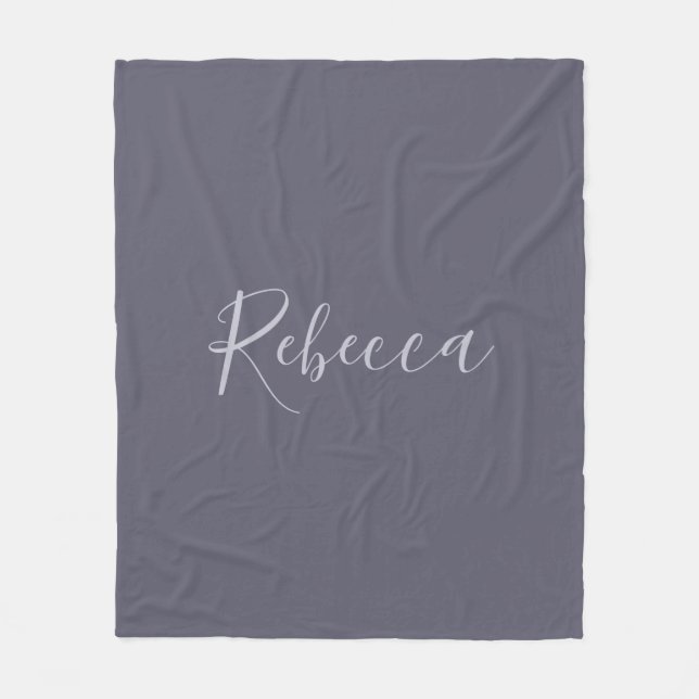 Your Name | Elegant Lavender Script on Hazy Purple Fleece Blanket (Front)