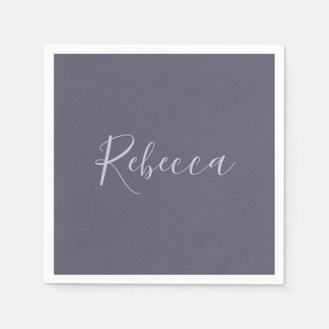 Your Name | Elegant Lavender Script on Hazy Purple Napkins (Front)