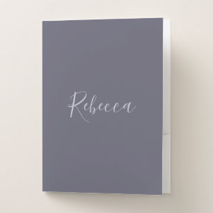 Your Name   Elegant Lavender Script on Hazy Purple Pocket Folder