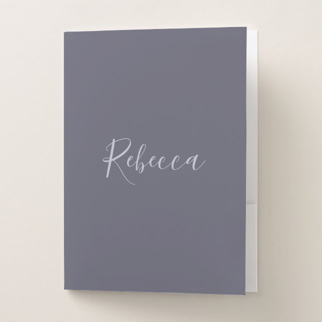 Your Name | Elegant Lavender Script on Hazy Purple Pocket Folder (Front)