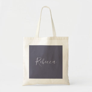 Your Name Elegant Lavender Script on Hazy Purple Tote Bag