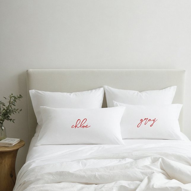 Your Name Elegant Red Typography Script Pillowcase (Creator Uploaded)