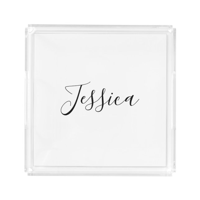 Your Name | Elegant Script Acrylic Tray (Front)