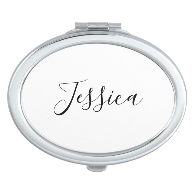Your Name | Elegant Script Compact Mirror (Front)