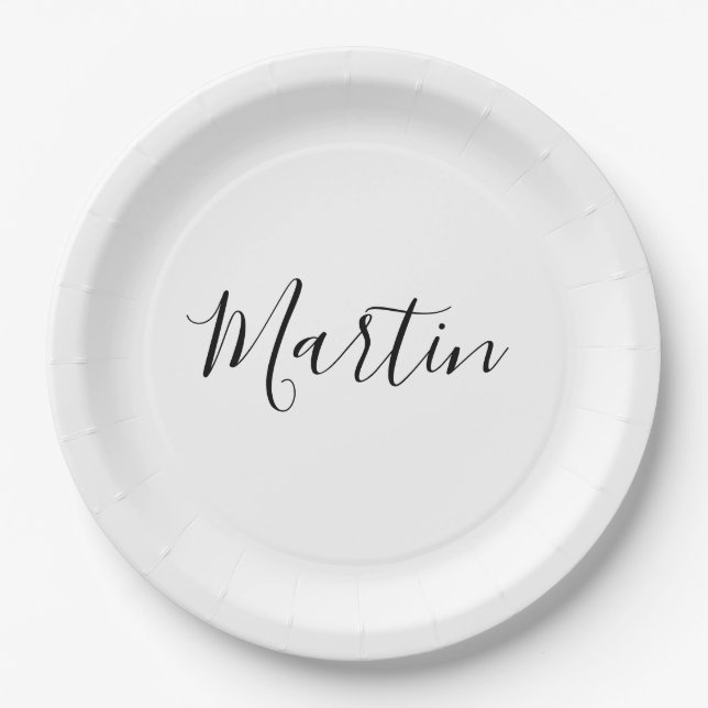 Your Name | Elegant Script Paper Plates (Front)