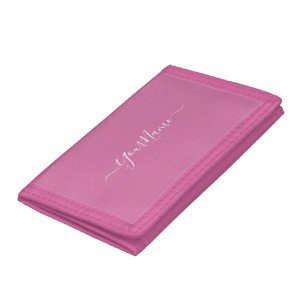  Your name -elegant script -pink Trifold Wallet